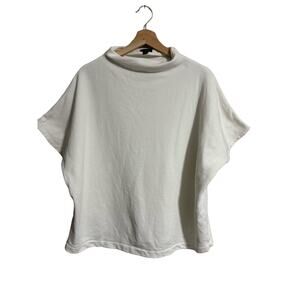 Ann Taylor Neutral Rolled Neck Short Sleeve Sweatshirt Oversized Small